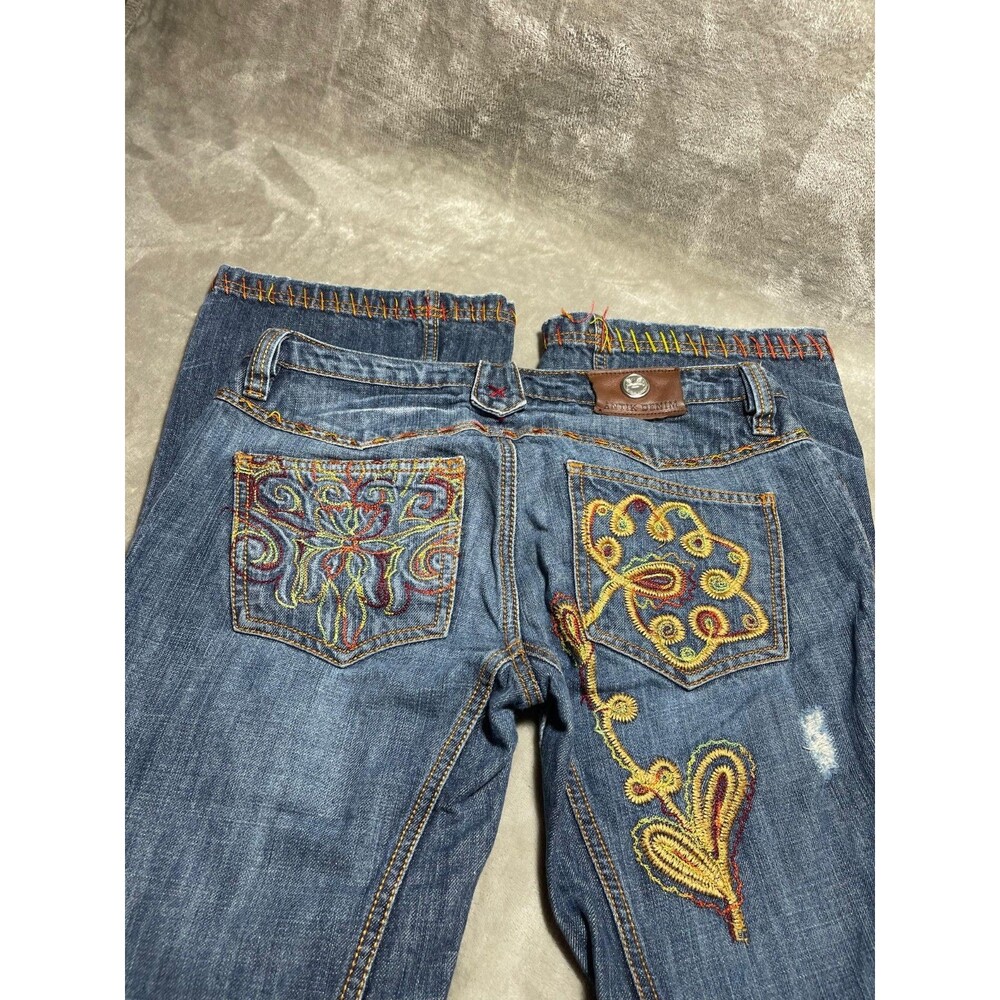 Antik Denim Y2K Flare Jeans Women Size 29 Denim Embroidered Low Rise